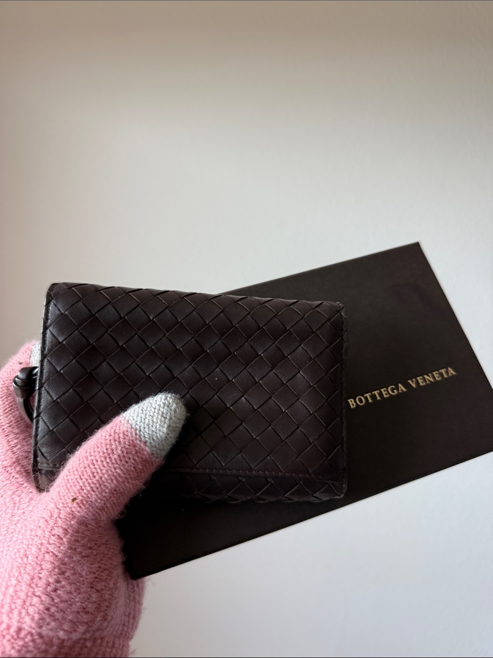 Bottega Veneta Dark Brown Intrecciato Card & Key Holder